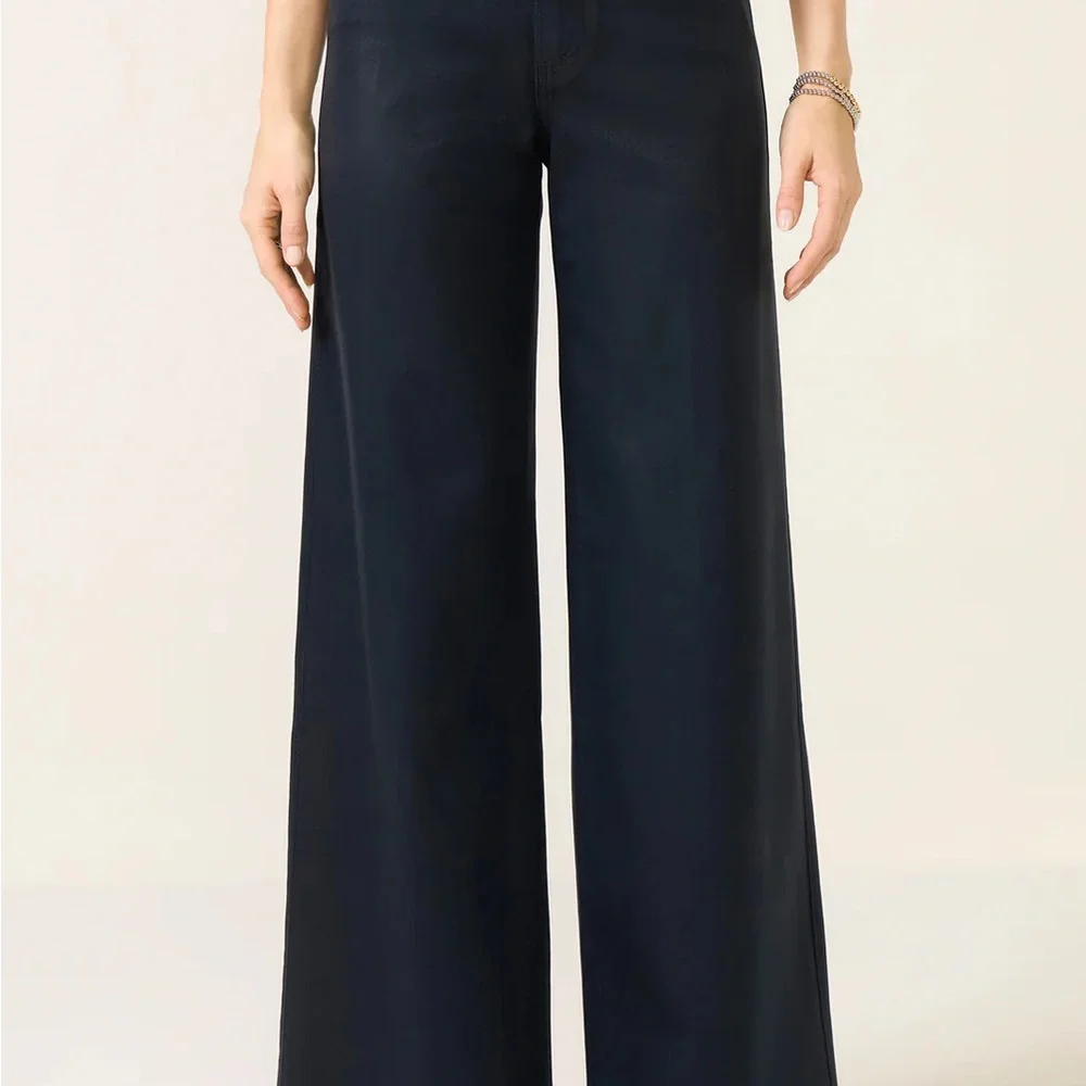 PAIGE coated Women's Wide Leg navy Jeans - Picture 5 of 8